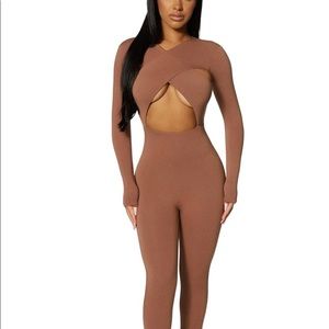 This is a soft butter jumpsuit that’s new and is Chocolate New Jumpsuit!
